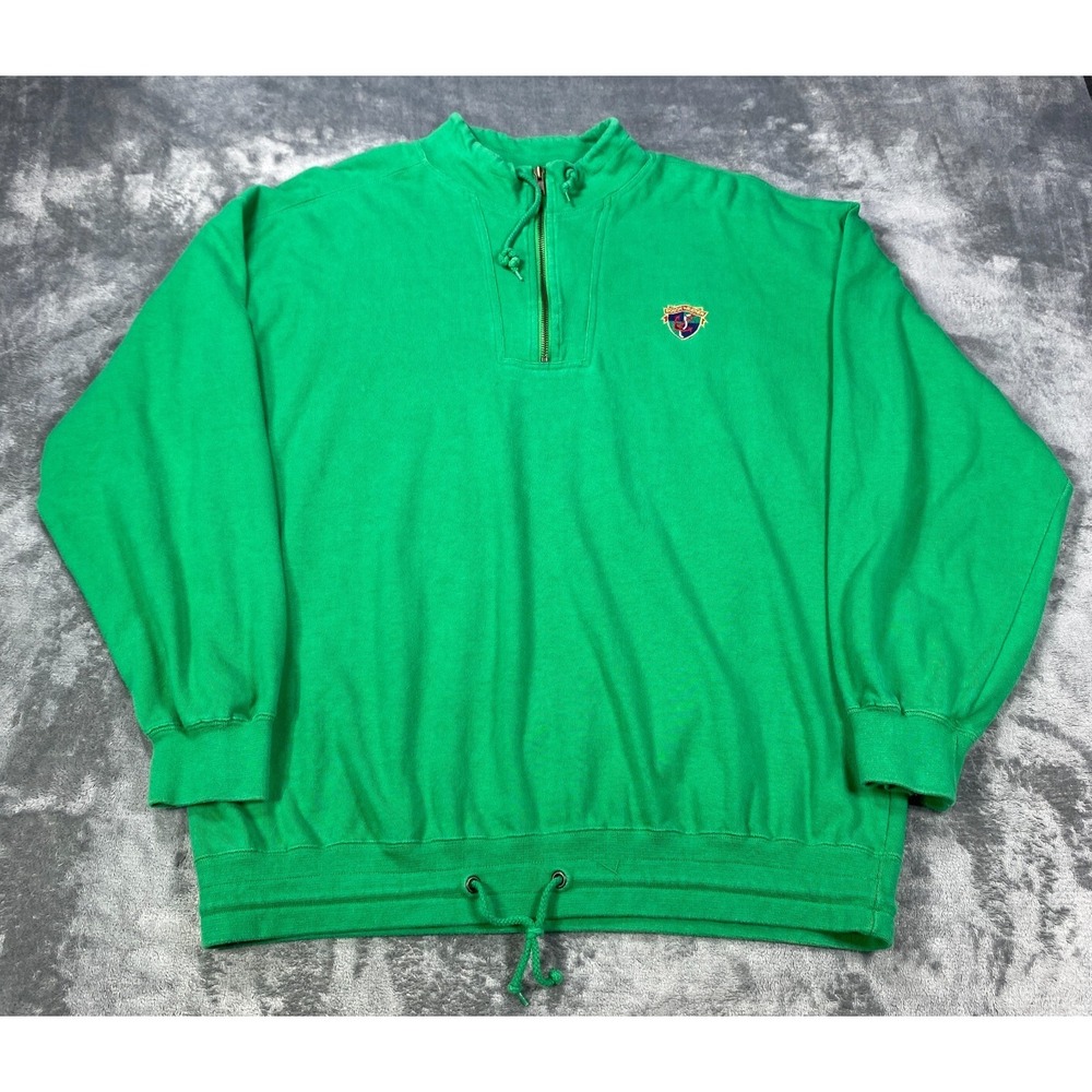 VTG Gant Sweatshirt Men L Green Y2K Pullover 1/4 Quarter Zip Knit Rouge Weather